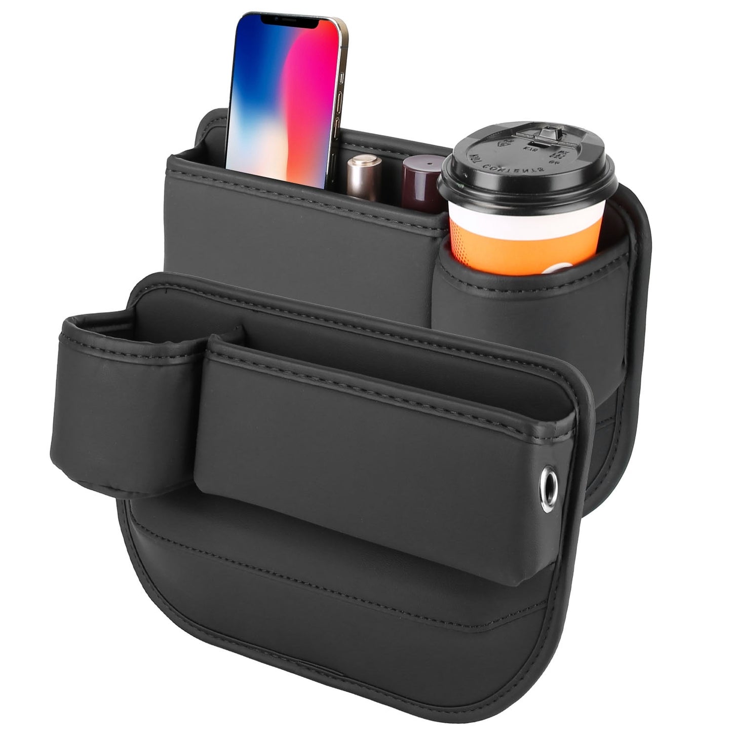 2 Pack Car Seat Gap Filler Organizer Car Leather Cup Holder Gap Bag Universal Car Seat Storage Black For Placing Keys Cards Phones Drinks Lipstick