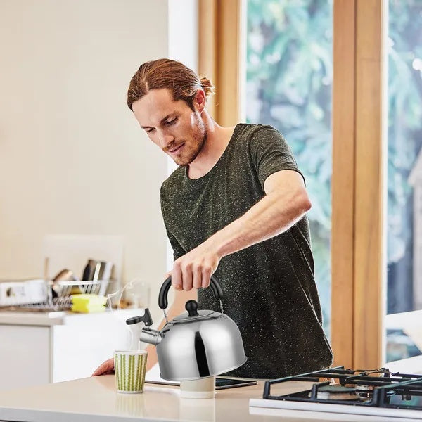 2.1Quarts Stainless Steel Whistling Tea Kettle Stovetop Induction Gas Teapot With Insulated Handle Camping Kitchen Office