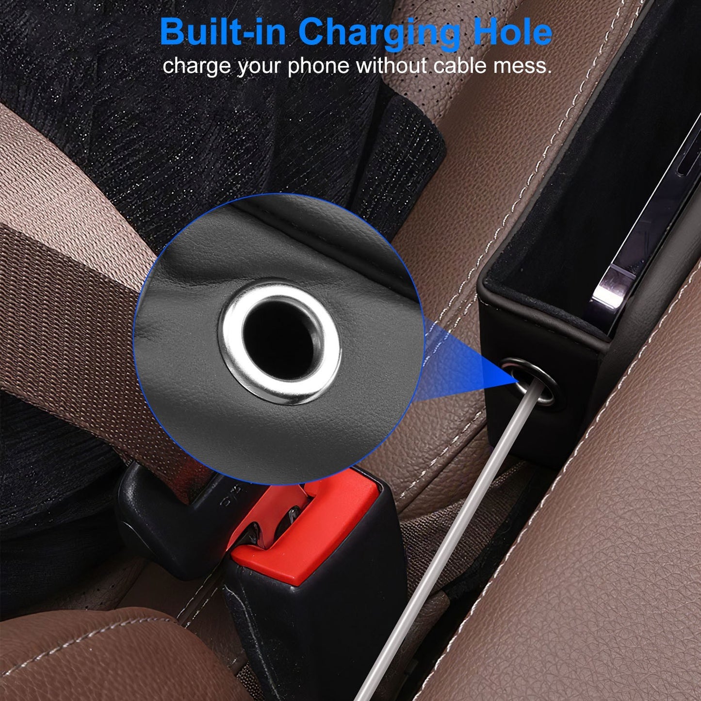 2 Pack Car Seat Gap Filler Organizer Car Leather Cup Holder Gap Bag Universal Car Seat Storage Black For Placing Keys Cards Phones Drinks Lipstick