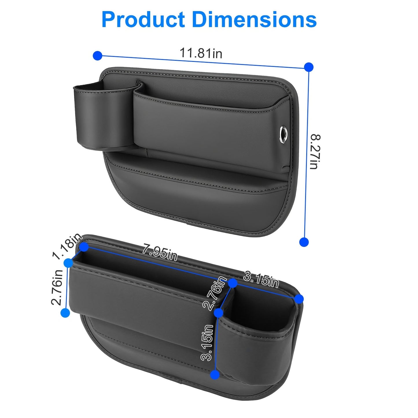 2 Pack Car Seat Gap Filler Organizer Car Leather Cup Holder Gap Bag Universal Car Seat Storage Black For Placing Keys Cards Phones Drinks Lipstick